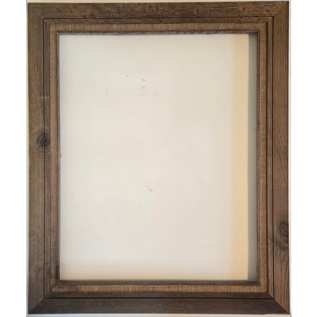 Primitive Wood and Burlap Trompe Picture Frame For Sale - Image 4 of 16