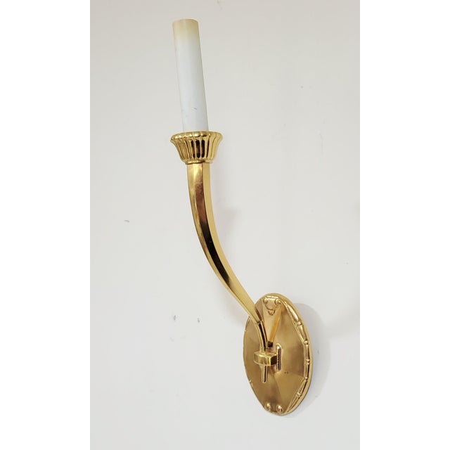 Pair Modern Designer Made Gilt Bronze Wall Sconces by Karajian For Sale - Image 9 of 10