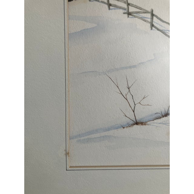 Farmhouse Original Large Watercolor Winter Farm Scene by Tom Zientek For Sale - Image 3 of 8