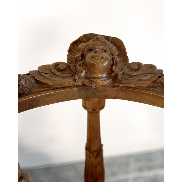 This charming antique corner banquette or settee (likely 19th-century French or Continental in style) forms a cozy...