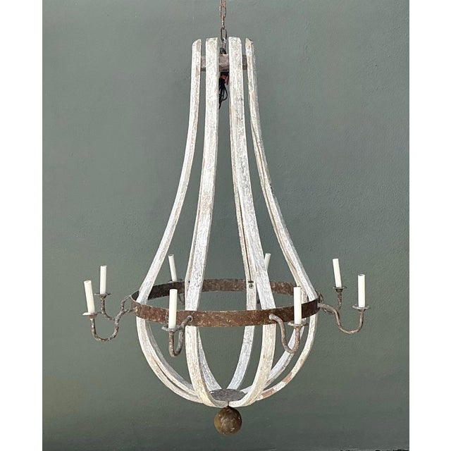 Vintage Rustic Wood and Metal Chandelier For Sale - Image 11 of 12