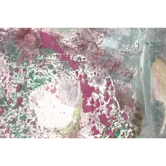 Paper 1990s Magenta and Teal Abstracted Figurative Textured Monoprint by David Stephens For Sale - Image 7 of 9