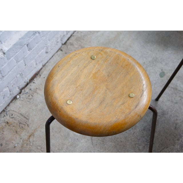 Vintage Tripod Dot Stools in Teak and Copper by Fritz Hansen, 1950s, Set of 3 For Sale - Image 13 of 15