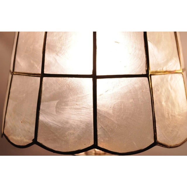 Vintage Italian Hollywood Regency Capiz Shell Gold 8.5" Round Clip on Lamp Shade For Sale - Image 18 of 18