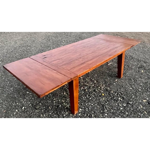 Farmhouse Broyhill Attic Heirloom Rustic Oak Farmhouse Dining Table For Sale - Image 3 of 7