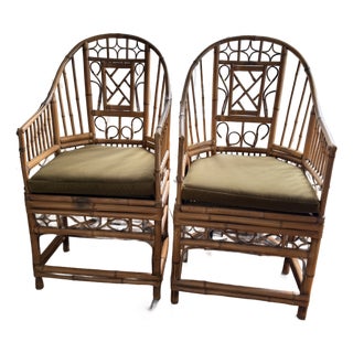Pair Vintage Bamboo Brighton Pavilion Chairs For Sale