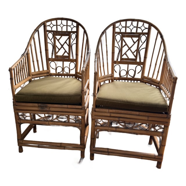 Pair Vintage Bamboo Brighton Pavilion Chairs For Sale