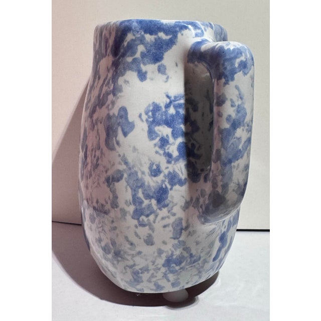 Vintage Blue and White Spongeware Ceramic Pitcher by Bybee Pottery For Sale In Lexington, KY - Image 6 of 9