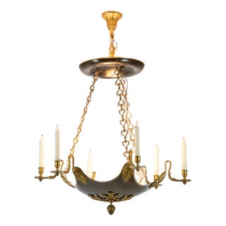 Vintage Empire Style Chandelier in Gilt Bronze from Maison Baguès, 1950s For Sale