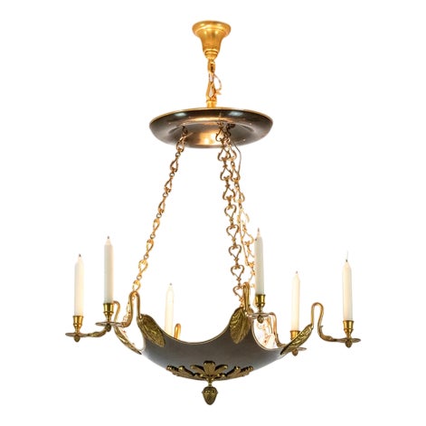Vintage Empire Style Chandelier in Gilt Bronze from Maison Baguès, 1950s For Sale