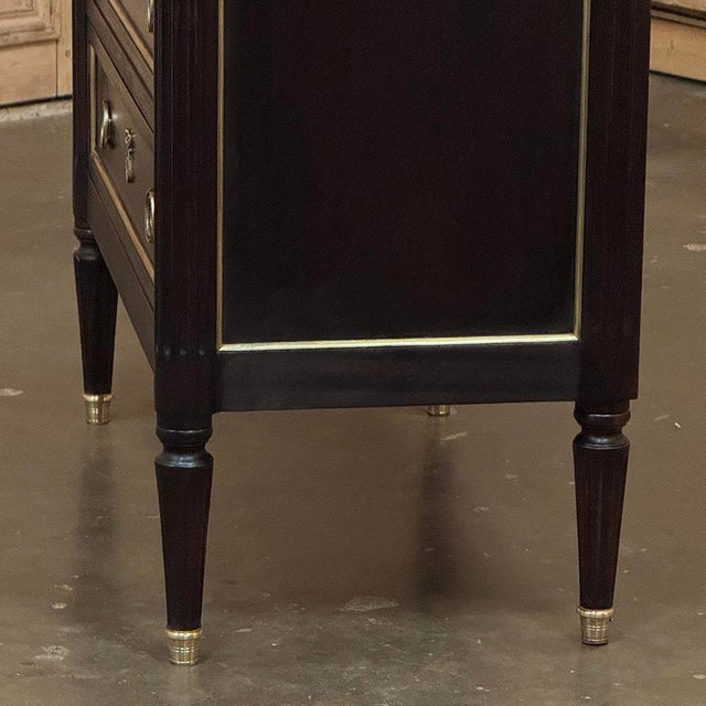 Antique French Louis XVI Mahogany Commode With Carrara Marble For Sale - Image 12 of 17