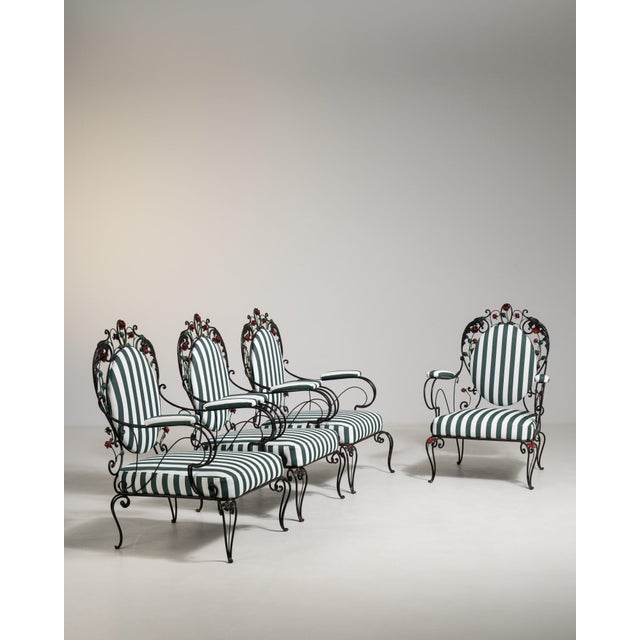 1950s Black Iron Set of 4 Outdoor Chairs For Sale - Image 17 of 17