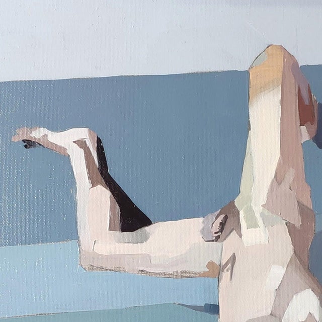 Untitled II by Ale Casanova | Oil on canvas depicting a figure in a contorted pose on a couch. For Sale - Image 4 of 5