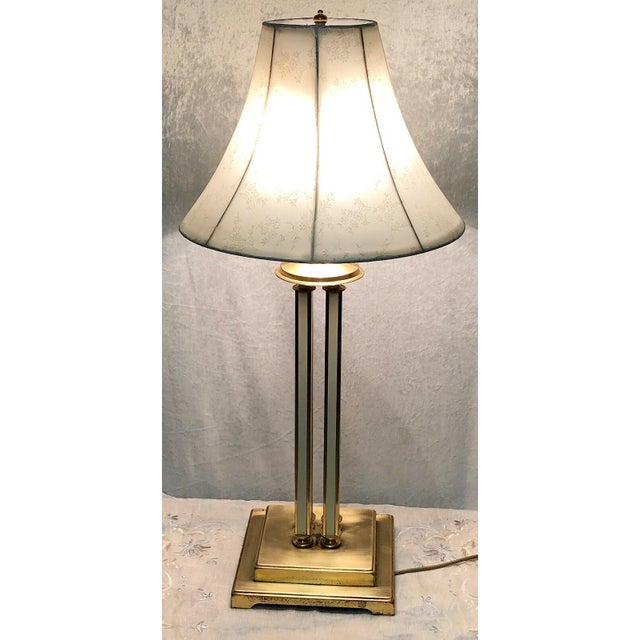 Brass Floor Lamp with Cream Fabric Shade from Unbekannt, 1970s For Sale - Image 4 of 9
