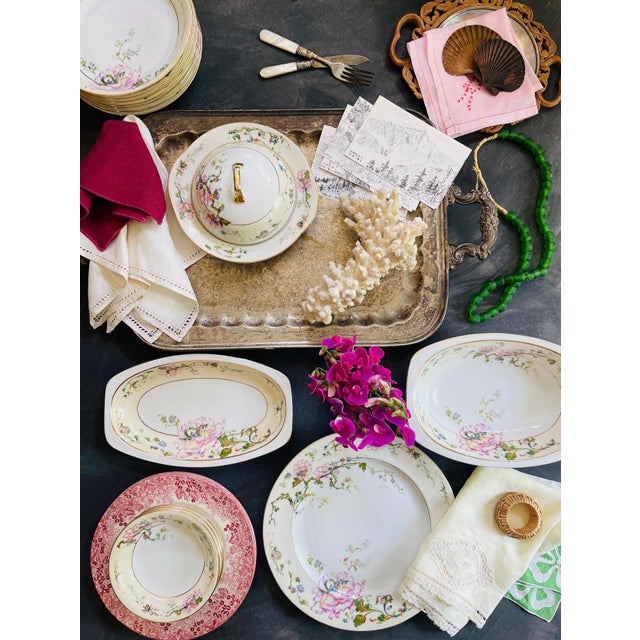 Mid 19th Century Vintage Mid 19th Century Czechoslovakian Epiag Floral Yellow and Pink 5.25” Small Bowls Garden Party Chic - Set of Nine (9) For Sale - Image 5 of 9