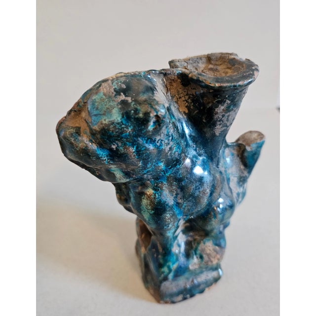Song Dynasty Antique Chinese Turquoise Blue Glazed Foo Dog Lion Figure Sculpture Incense Burner For Sale - Image 9 of 12