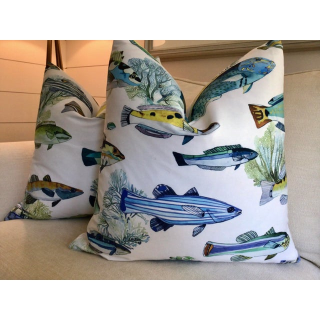 Manuel Canovas “Fidji” Tropical Fish Indoor/Outdoor Down-Filled Pillows- a Pair For Sale In Atlanta - Image 6 of 8