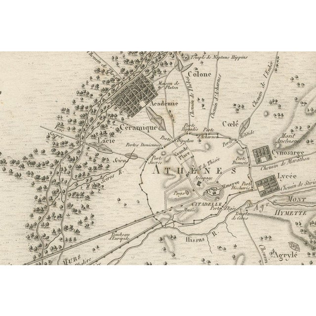 Paper Ancient Athens and Piraeus Map from Ambroise Tardieu, 1825 For Sale - Image 7 of 9