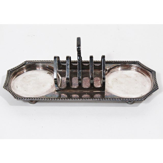 English Antique English Cheltenham Epns Silverplate Toast Rack and Jam Server For Sale - Image 3 of 7