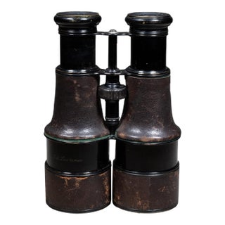 19th C. Lemaire Fabt Paris Expandable Leather Wrapped Binoculars c.1880 For Sale