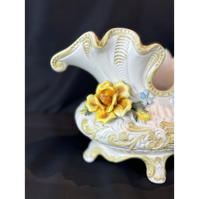 Vintage Large Capodimonte Hand Painted Flower Vase For Sale In Miami - Image 6 of 12