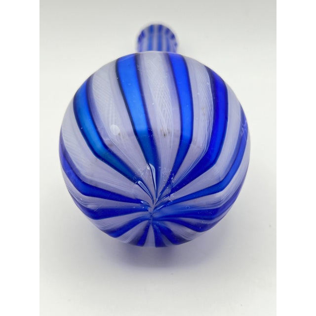 Blue and White Stripe Venetian "Zanfirico" Vase For Sale - Image 4 of 5