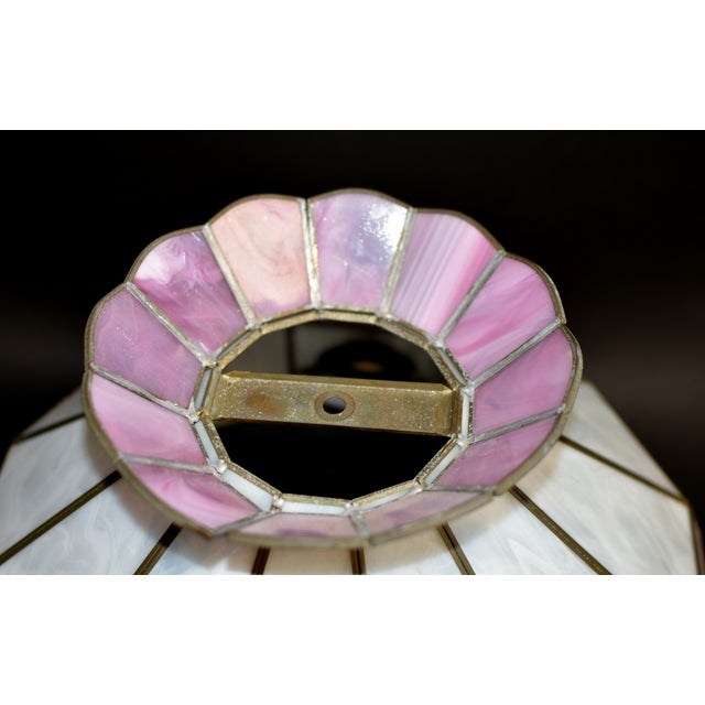 Early 20th Century Tiffany Style Glass Ceiling Light Lamp Shade Floral Excellent For Sale - Image 14 of 16