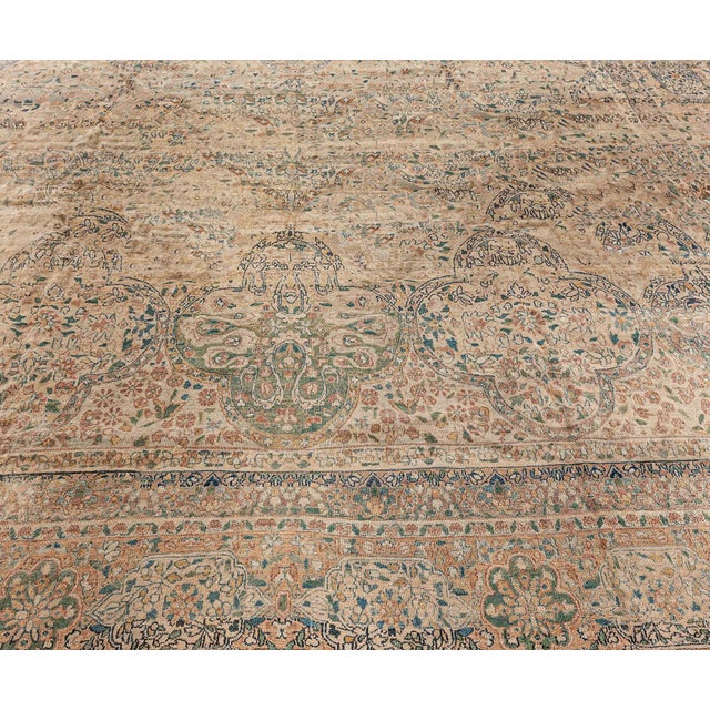 Textile Fine Antique Persian Kirman Handmade Wool Rug For Sale - Image 7 of 7