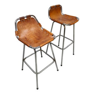 Vintage Bar Stools by Charlotte Perriand for Les Arcs, 1960s, Set of 2 For Sale