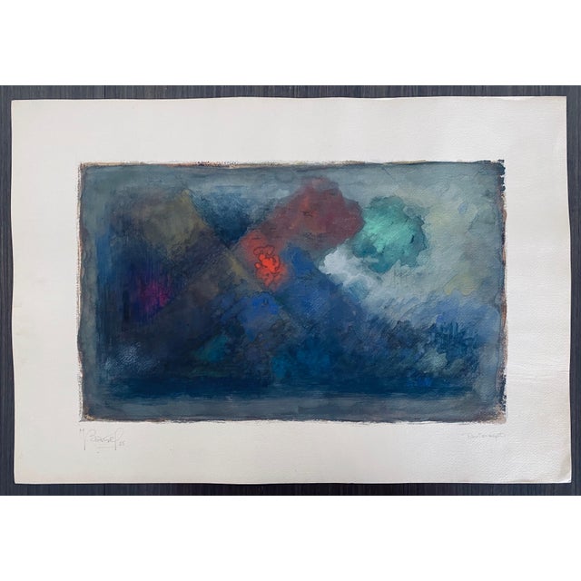 Blue Moses Bagel Bahelfer, Polish French Judaica Watercolor Gouache Painting Original Bauhaus Yiddish Art, 1988 For Sale - Image 8 of 8