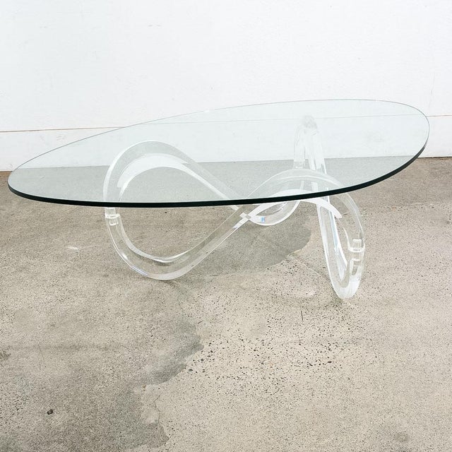 1970s Mid Century Modern Coffee Table Abstract Sculptural Glass Attributed to Charles Hollis Jones For Sale - Image 10 of 12