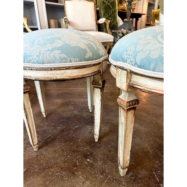 Italian Pair of Late 19th Century Upholstered Stools For Sale - Image 3 of 7