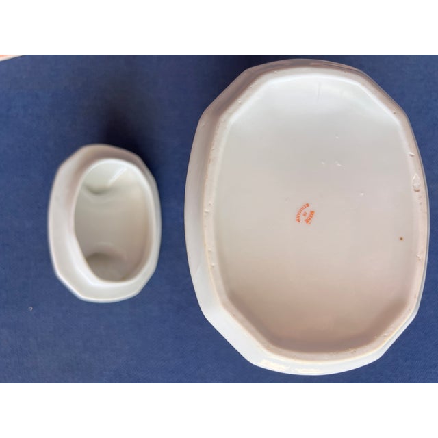 White 1930s Canister Set 2 Pc W/Lids Germany Floral Roses Coffee Barley White Gold For Sale - Image 8 of 8