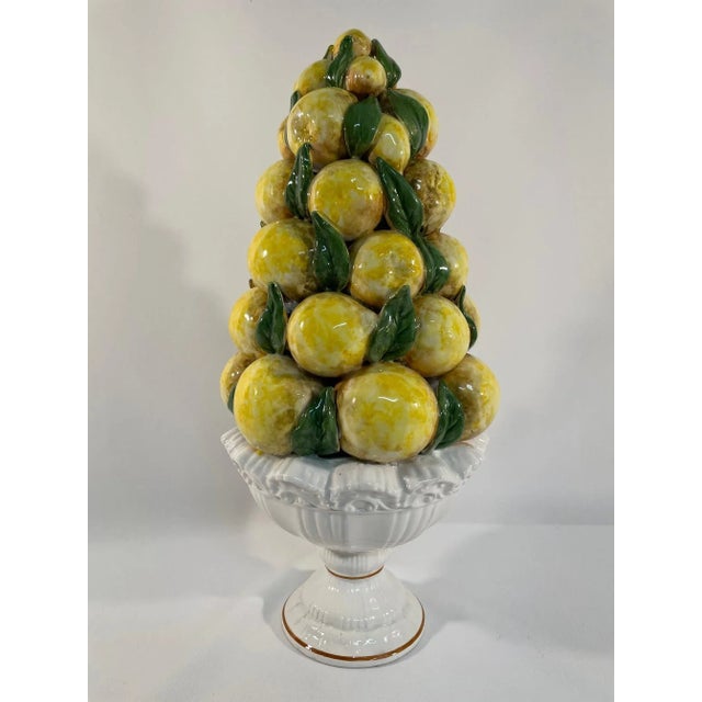 Large Vintage Italian Ceramic Lemon Topiary For Sale - Image 4 of 14