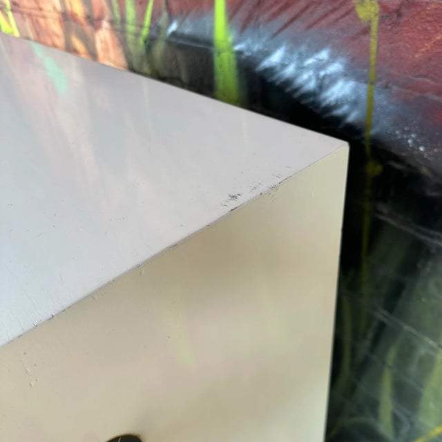 Tommi Parzinger for Parzinger Originals White Lacquer Tall Dresser With Brass Accents For Sale - Image 12 of 12