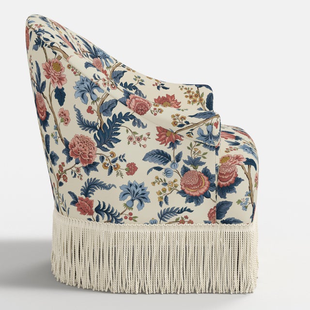 Spritely Home Josephine Fringe Chair by Spritely Home, in Dusty Blue Tree of Life For Sale - Image 4 of 8
