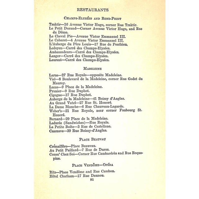 "A Guide to the Restaurants of Paris" 1929 Bonney, Therese and Louise For Sale - Image 9 of 13