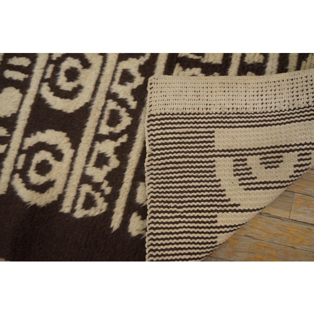 1960s Brown Geometric Tribal Vintage Continental Art Moderne Rug 4'3" X 6'7" Handknotted Wool Carpet For Sale In New York - Image 6 of 6
