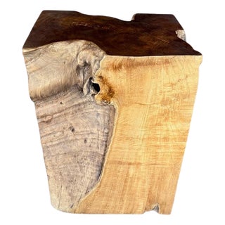 Andrianna Shamaris Sculptural Teak Wood Side Table Or Pedestal For Sale