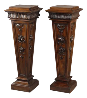 Carved Molded Walnut Sellette with Fruit and Plant Decorations, 1860, Set of 2