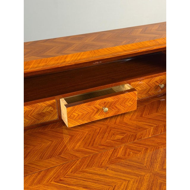 Wood 19th Century Louis XV Drop-Front Secretary Desk in Veneered and Inlaid Wood, 1890s For Sale - Image 7 of 13