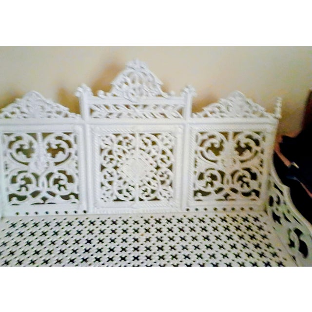 White Late 19th Century Original Peter Timmes and Sons Curtain Wrought Iron 43" Bench For Sale - Image 8 of 8