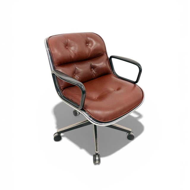 Metal Knoll Pollock Chair in Whiskey Leather, Steel Frame For Sale - Image 7 of 9