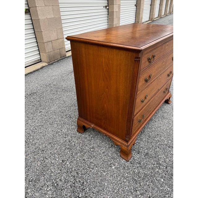 American A Antique Massachusetts Walnut Inlaid Chippendale 4 Drawer Chest Circa 1780's For Sale - Image 3 of 12