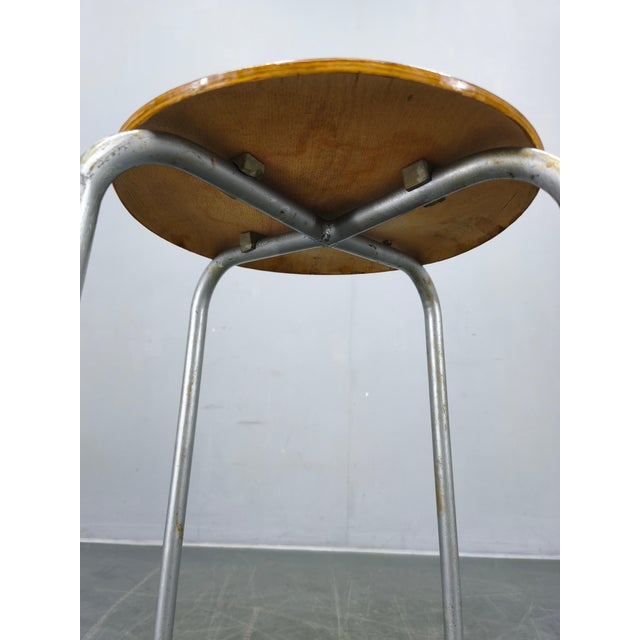 Gold German Industrial Stool with Plywood Seat, 1950s For Sale - Image 8 of 10