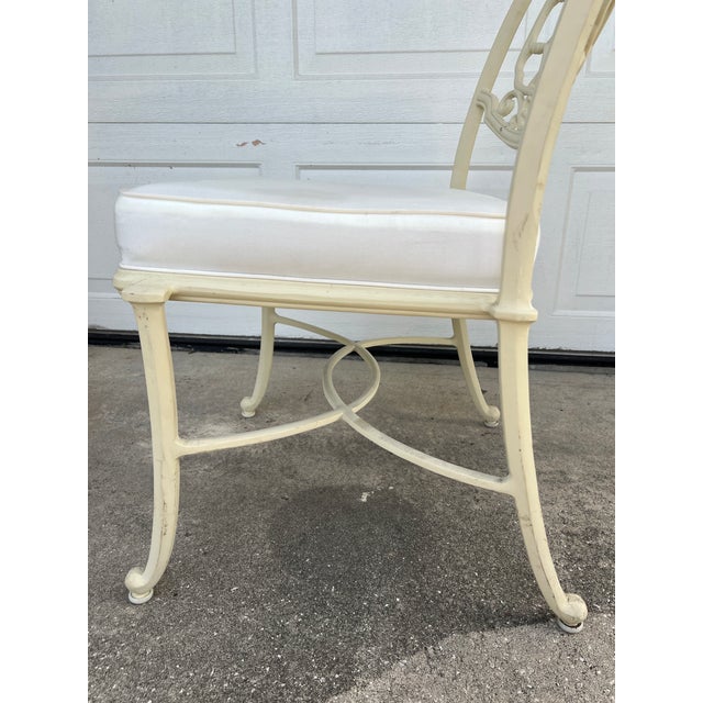 Vintage 1960s Hollywood Regency Style Aluminum Cast Patio Chair For Sale - Image 4 of 14