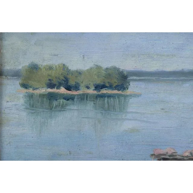 Garibaldi Lindberg, Lakeside Scene, Oil on Canvas For Sale - Image 7 of 10