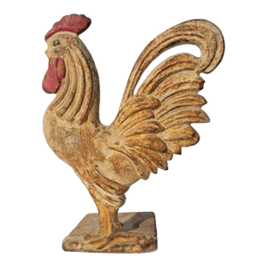 Early 20th C Original Painted Rooster Door Stop
