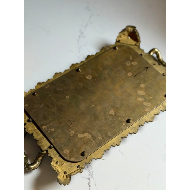 Metal Vintage Victorian Style Brass Vanity Tray With Claw Feet For Sale - Image 7 of 10
