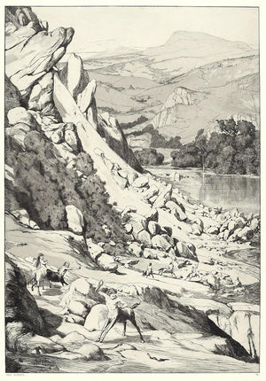 Landslide - Original Etching and Aquatint by Max Klinger - 1881 1881